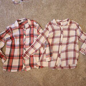Lot of 2 H&M Size Large Mama Plaid Cotton Button  up